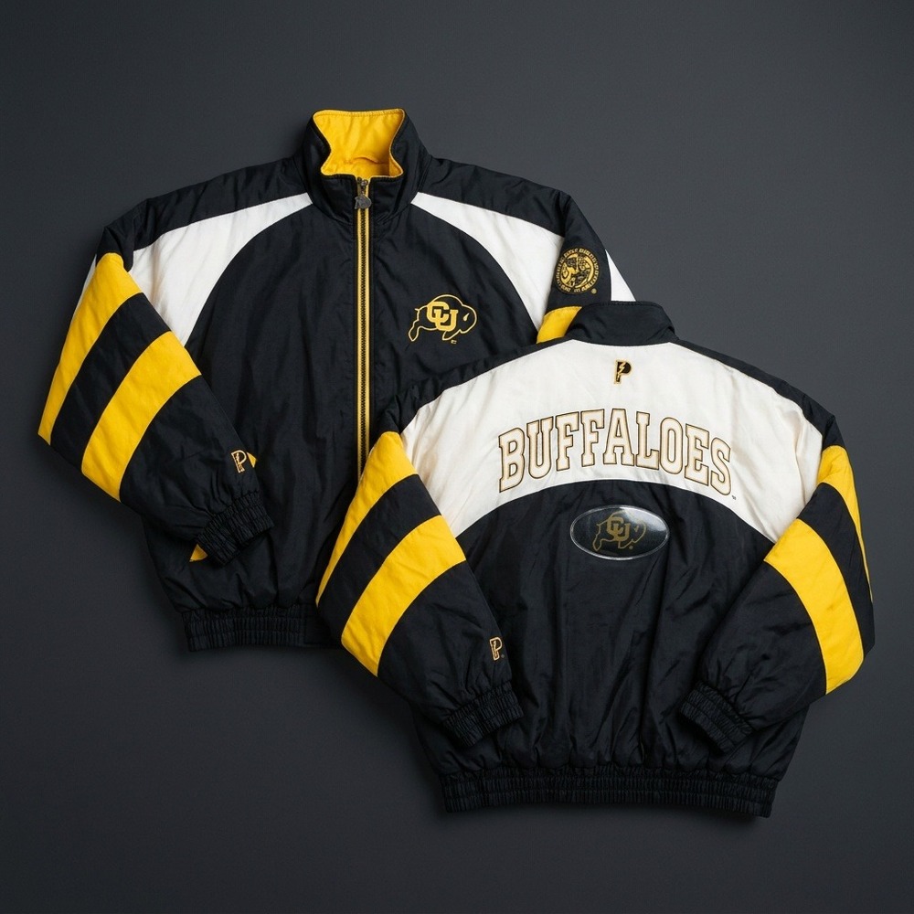 Vintage 90s Pro Player Colorado Buffaloes Puffer Jacket Men's XL Full Zip Black
